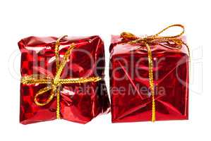 beautiful christmas red gifts isolated on white background