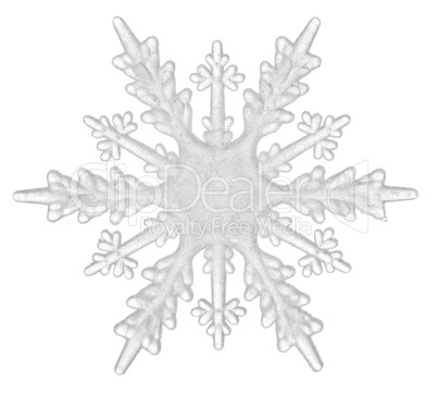 A beautiful white snowflake isolated on a white background. Element for design