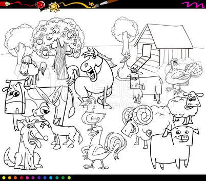 cartoon farm animals coloring book