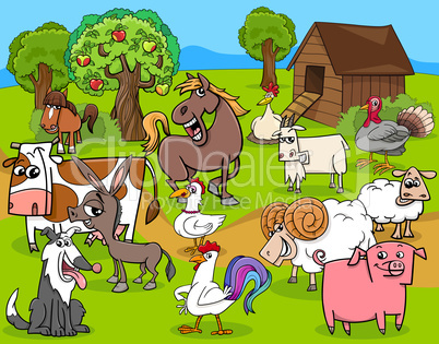 farm animals group cartoon