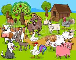 farm animals group cartoon