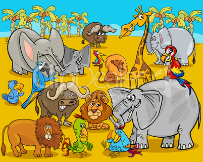safari animals cartoon illustration