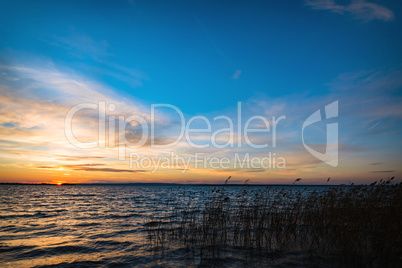 Beautiful sunset under river