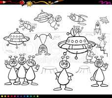 aliens cartoon coloring book