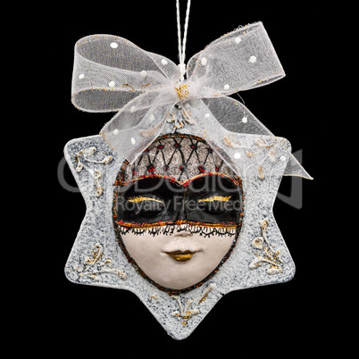 Beautiful mask of hand-worked for festive decoration, isolated