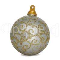 Beautiful silver Christmas ball, isolated on white background