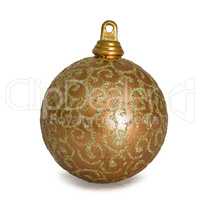 Beautiful gold Christmas ball, isolated on white background
