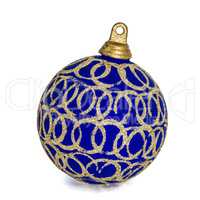 Beautiful blue Christmas ball, isolated on white background