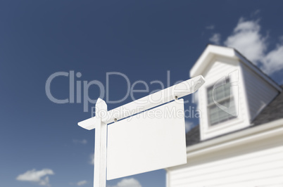 Blank Real Estate Sign in Front of New House
