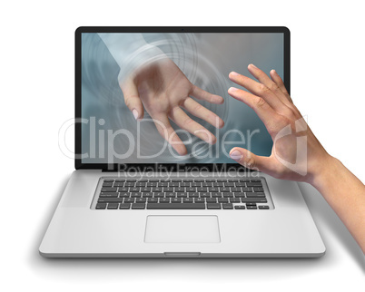 Reaching for Helping Hand Laptop Computer
