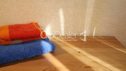 Blue and orange towels