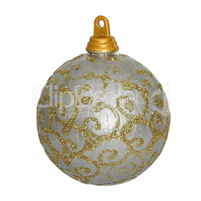 Beautiful silver Christmas ball, isolated on white background