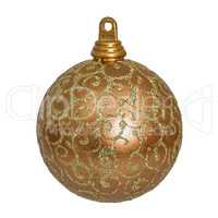 Beautiful gold Christmas ball, isolated on white background
