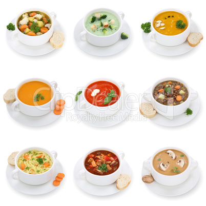 Collage Suppe Suppen Tomatensuppe Gemüse Gemüsesuppe in Suppen