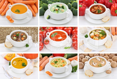 Collage Suppe Suppen Tomatensuppe Gemüse Gemüsesuppe in Suppen