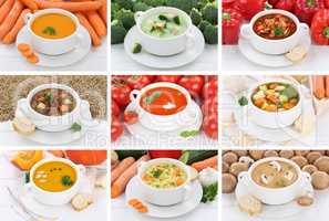 Collage Suppe Suppen Tomatensuppe Gemüse Gemüsesuppe in Suppen