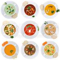 Collage Suppe Suppen Tomatensuppe Gemüse Gemüsesuppe Freistell