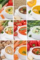 Collage Suppe Suppen Tomatensuppe Gemüse Gemüsesuppe Nahaufnah