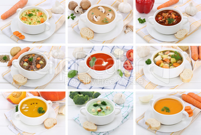 Collage Suppe Suppen Tomatensuppe Gemüse Gemüsesuppe in Suppen