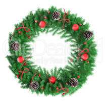 Christmas wreath isolated over white 3d rendering