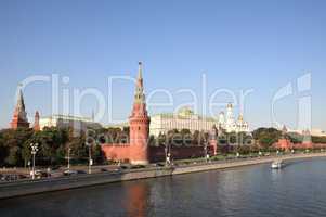 Kremlin tower,  quay and river