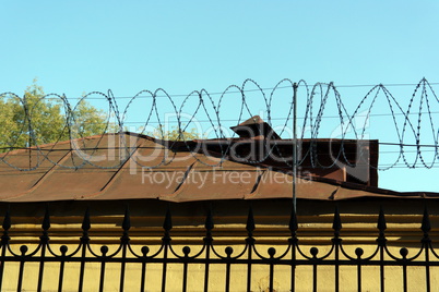 barbwire on sky background