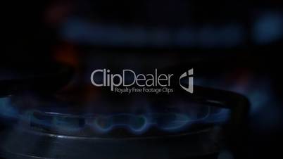 Blue gas flames on stoves lit/turn off