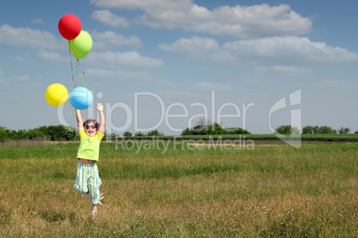 happy little girl jump