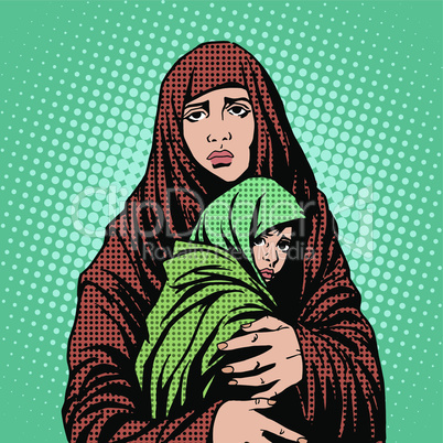 Mother and child refugees foreigners immigrants