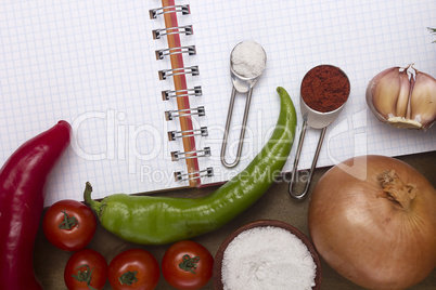 Common spices and vegetables for the preparation