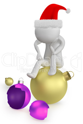 Human figure sitting on Christmas ball