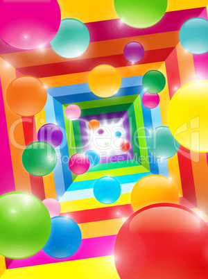 colored balls in a color tunnel