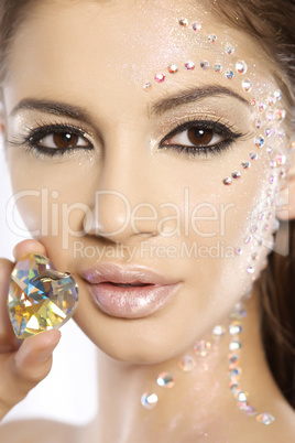 picture of lovely woman with diamond heart