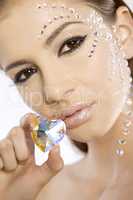 picture of lovely woman with diamond heart