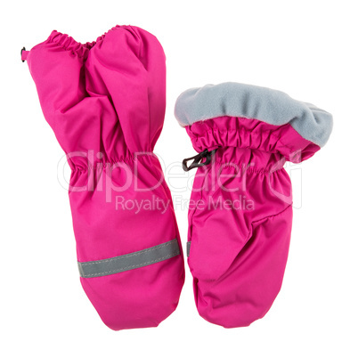 Children's autumn-winter mittens on a white background