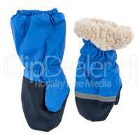 Children's autumn-winter mittens on a white background