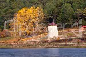 Windmill At Autumn At Cubuk Lake, Turkey