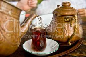 Drinking Traditional Turkish Tea