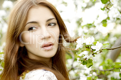 brunette in the garden