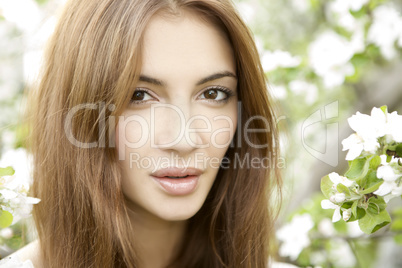 brunette in the garden