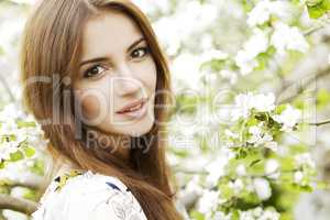 Beautiful Spring Girl with flowers