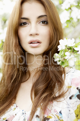 Beautiful Spring Girl with flowers