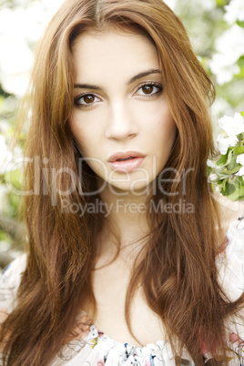 brunette in the garden