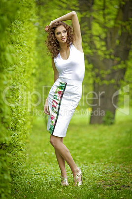 brunette in the garden