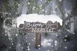 Sign Snowflakes Fir Tree Buon Natale Mean Merry Christmas