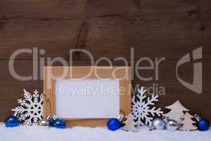Blue Christmas Decoration, Snow, Copy Space