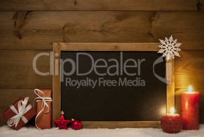Festive Christmas Card, Blackboard, Snow, Copy Space