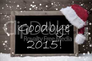 Gray Christmas Card, Blackboard, Goodbye 2015, Snow