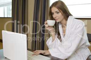 young woman with a laptop.
