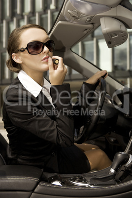 businesswoman in a cabrio